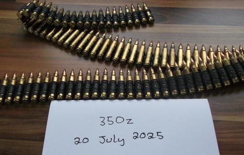 More information about "5.56mm - .223 inert 100 rounds linked ammunition belt."